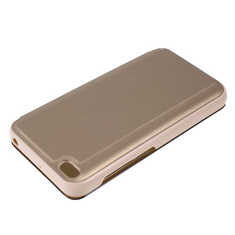 View Window Plated Mirror Surface Leather Stand Case for Xiaomi Redmi 5A - Gold-4