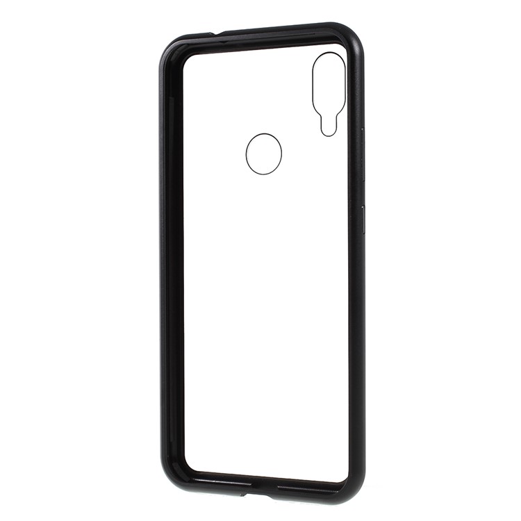 Detachable Magnetic Metal Frame Tempered Glass Phone Cover for Xiaomi Redmi Note 7 / Note 7 Pro (India) - Black / Transparent Back-4