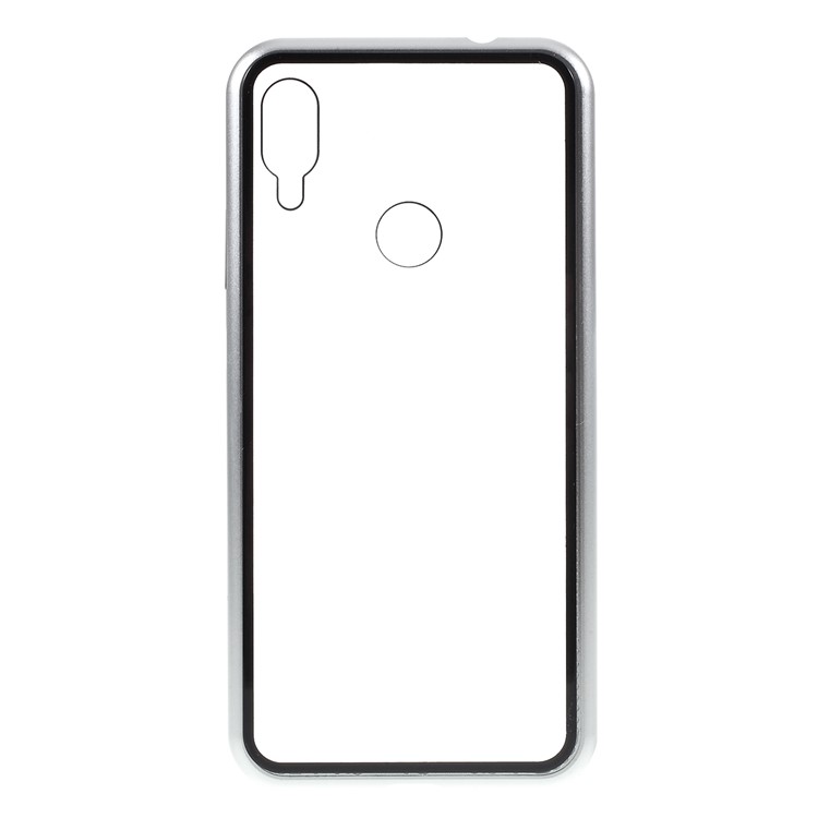 Detachable Magnetic Metal Frame Tempered Glass Phone Cover for Xiaomi Redmi Note 7S / Note 7 / Note 7 Pro (India) - Silver / Transparent Back-2
