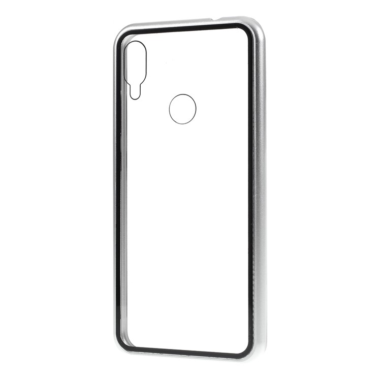 Detachable Magnetic Metal Frame Tempered Glass Phone Cover for Xiaomi Redmi Note 7S / Note 7 / Note 7 Pro (India) - Silver / Transparent Back-3