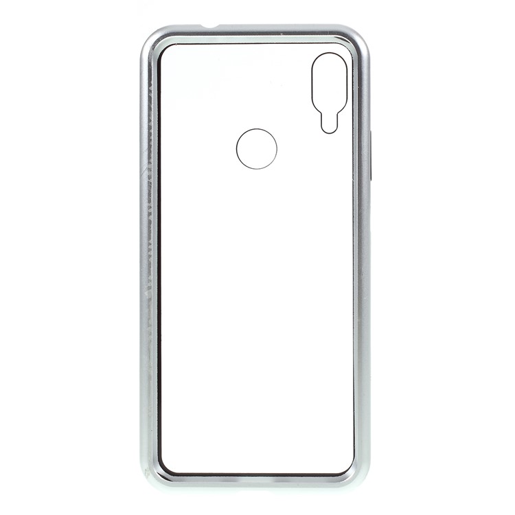 Detachable Magnetic Metal Frame Tempered Glass Phone Cover for Xiaomi Redmi Note 7S / Note 7 / Note 7 Pro (India) - Silver / Transparent Back-4