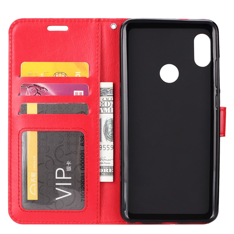 Crazy Horse Wallet Leather Stand Case for Xiaomi Redmi 7 - Red-4