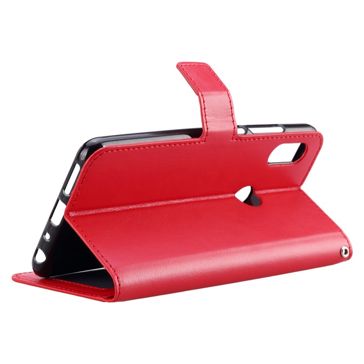 Crazy Horse Wallet Leather Stand Case for Xiaomi Redmi 7 - Red-5