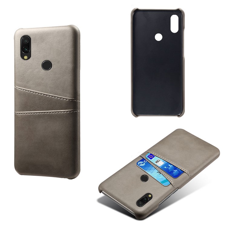 For Xiaomi Redmi 7 / Redmi Y3 PU Leather Coated PC Mobile Casing with Dual Card Slots - Grey-2