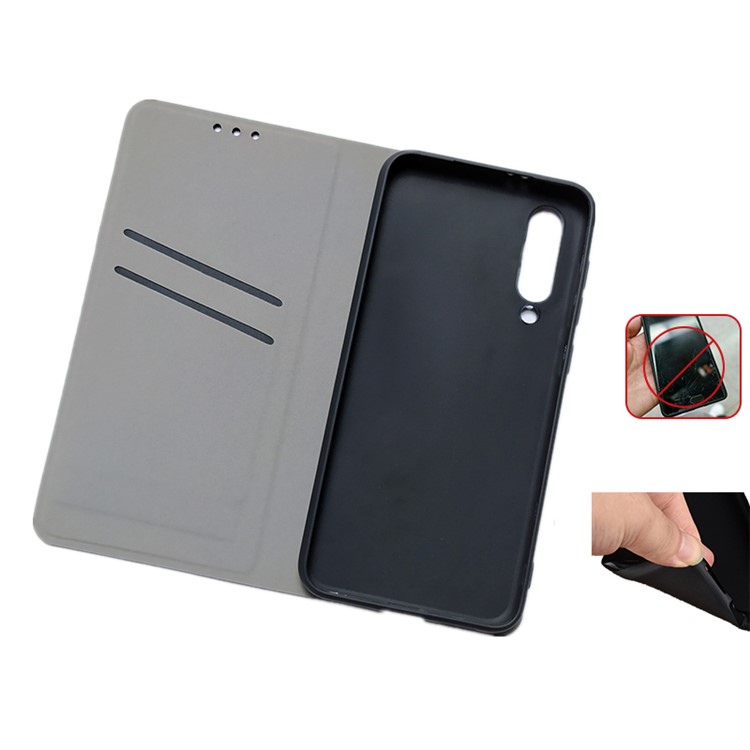 For Xiaomi Mi 9 Cloth Texture Stand Leather Flip Phone Case with Card Slots - Black-3