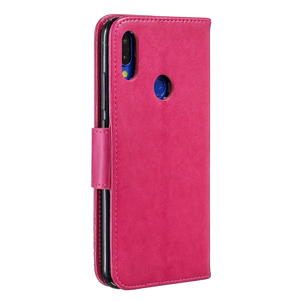 Para Xiaomi Redmi Nota 7s / Nota 7 / Nota 7 Pro (Índia) PU Couro Imprint Butterflies Phone Case - Rosa