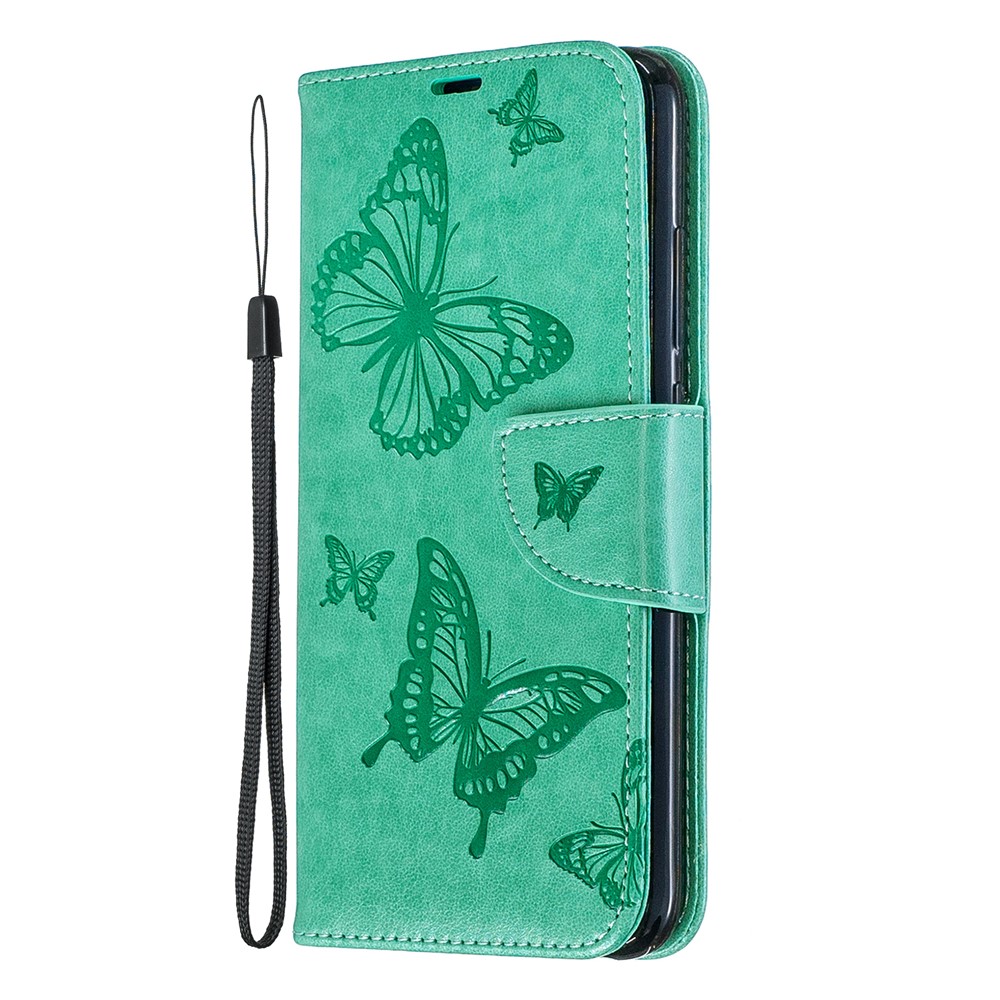 For Xiaomi Redmi Note 7S / Note 7 /Note 7 Pro (India) PU Leather Imprint Butterflies Phone Case - Green-2