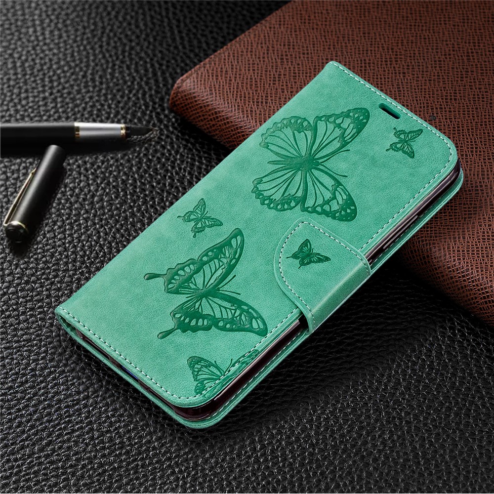 For Xiaomi Redmi Note 7S / Note 7 /Note 7 Pro (India) PU Leather Imprint Butterflies Phone Case - Green-7