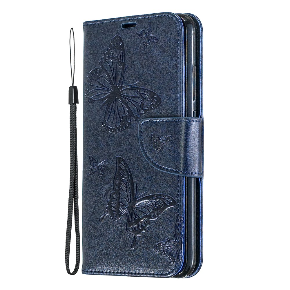 For Xiaomi Redmi Note 7S / Note 7 / Note 7 Pro (India) PU Leather Imprint Butterflies Phone Case - Blue-2
