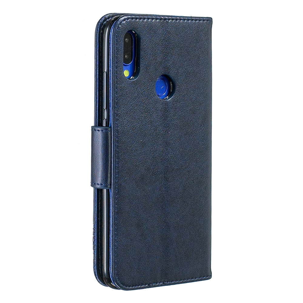 Para Xiaomi Redmi Nota 7s / Nota 7. / Nota 7 Pro (Índia) PU Couro Imprint Borboletas Phone Case - Azul-3