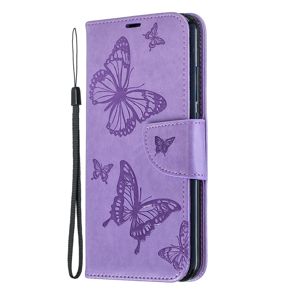 For Xiaomi Redmi Note 7S / Note 7 / Note 7 Pro (India) PU Leather Imprint Butterflies Phone Case - Purple-2