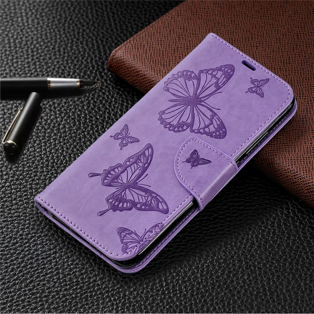 For Xiaomi Redmi Note 7S / Note 7 / Note 7 Pro (India) PU Leather Imprint Butterflies Phone Case - Purple-7