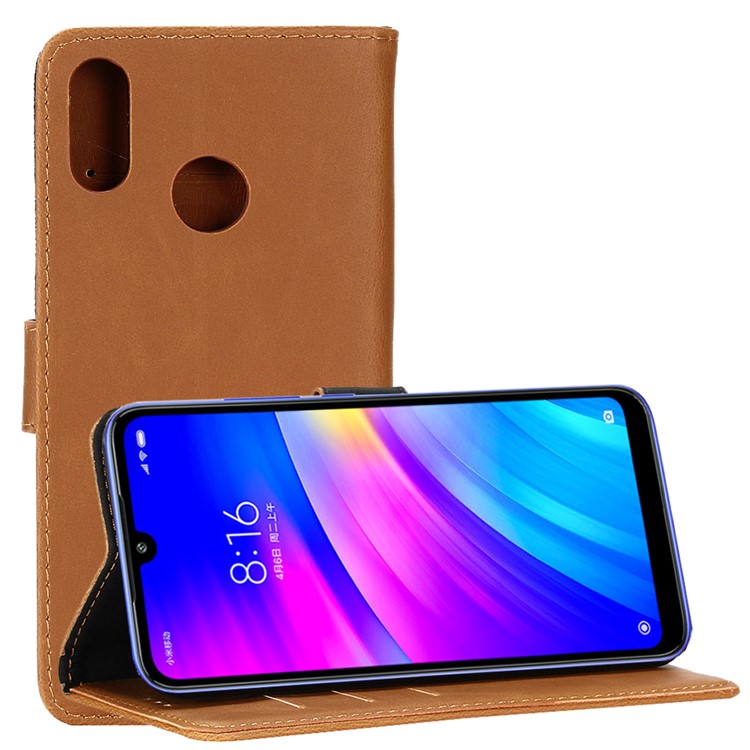 Crazy Horse Texture Retro Leather Flip Case for Xiaomi Redmi 7 - Brown-1