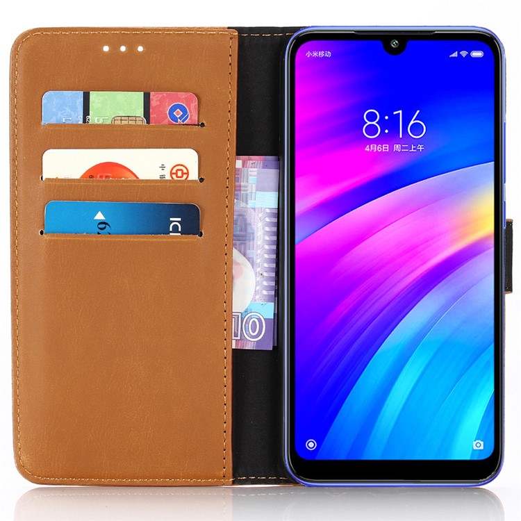 Crazy Horse Texture Retro Leather Flip Case for Xiaomi Redmi 7 - Brown-4