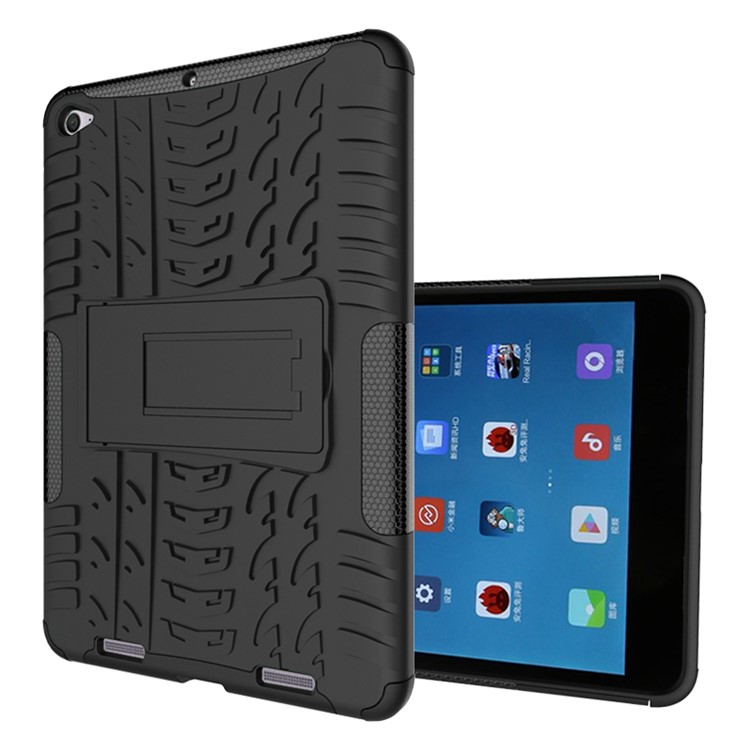 Tyre Pattern PC + TPU Hybrid Case for Xiaomi Mi Pad 2 7.9-inch with Kickstand - Black-1