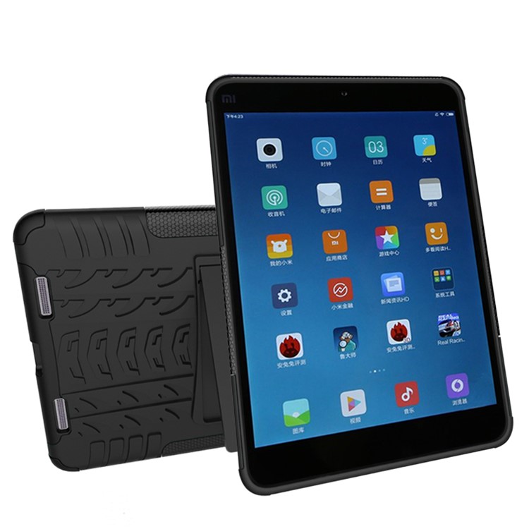 Tyre Pattern PC + TPU Hybrid Case for Xiaomi Mi Pad 2 7.9-inch with Kickstand - Black-2