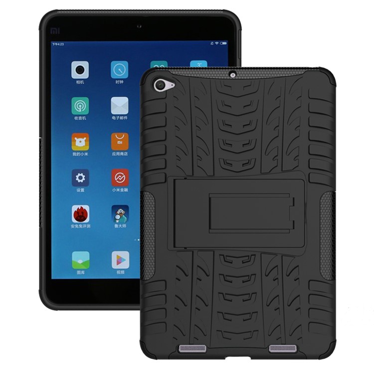 Tyre Pattern PC + TPU Hybrid Case for Xiaomi Mi Pad 2 7.9-inch with Kickstand - Black-3