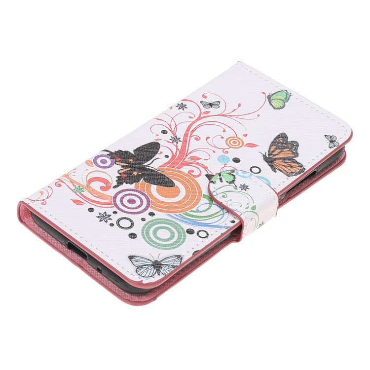 Pattern Printing Leather Wallet Case for Xiaomi Redmi 6A (Single 12MP Rear Camera) - Butterfly Circles-6