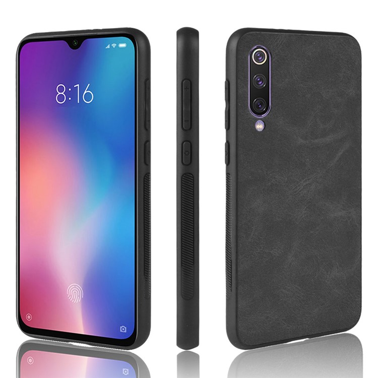 PU Leather Coated TPU Back Phone Casing for Xiaomi Mi 9 SE - Black-1