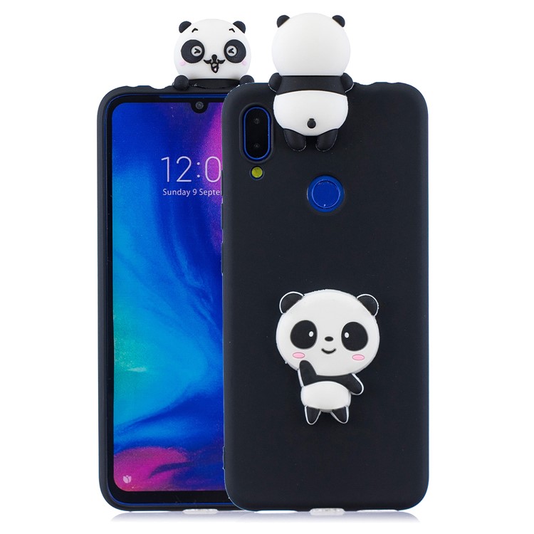 3D Модель ТПУ Гель Защитный Чехол Для Xiaomi Redmi 7 - Черный / Панды-1