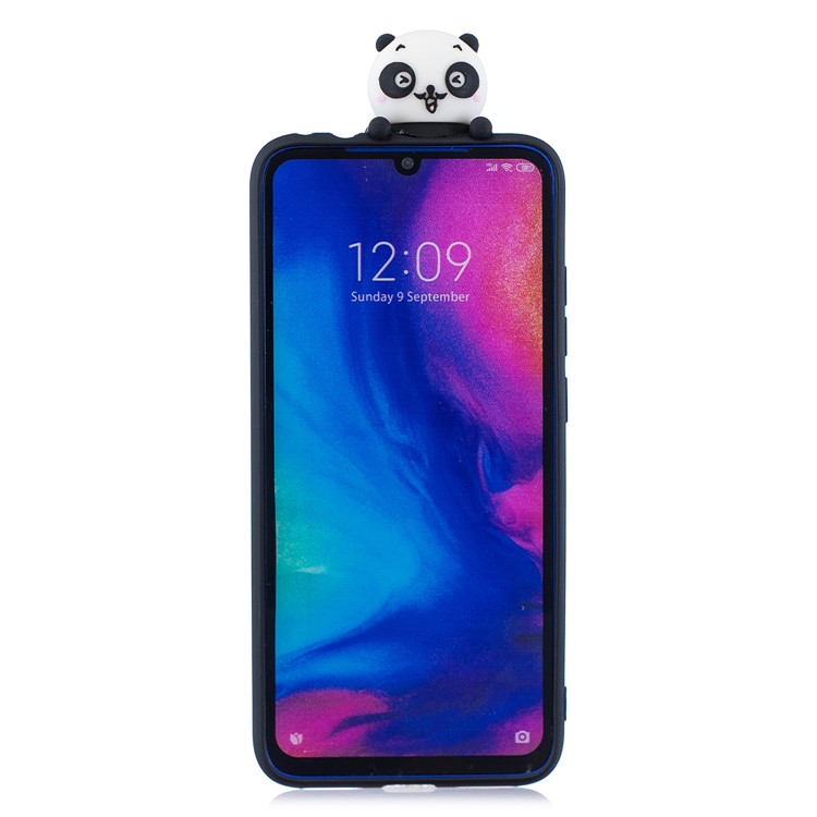 3D Модель ТПУ Гель Защитный Чехол Для Xiaomi Redmi 7 - Черный / Панды-3