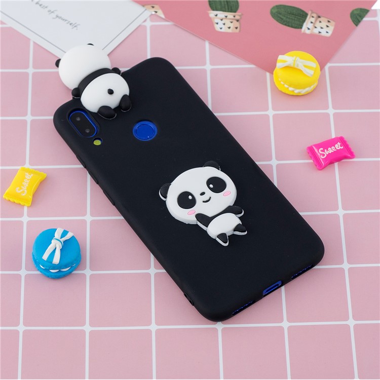 3D Модель ТПУ Гель Защитный Чехол Для Xiaomi Redmi 7 - Черный / Панды-6