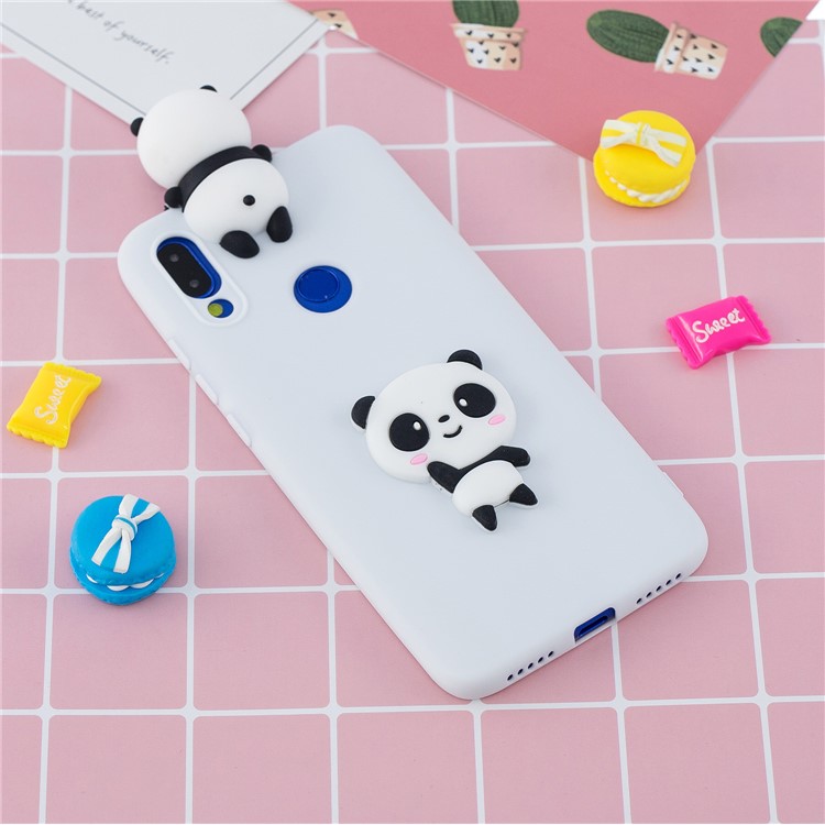Funda Protectora De Gel De TPU 3D Para Xiaomi Redmi 7 - Blanco / Panda-6