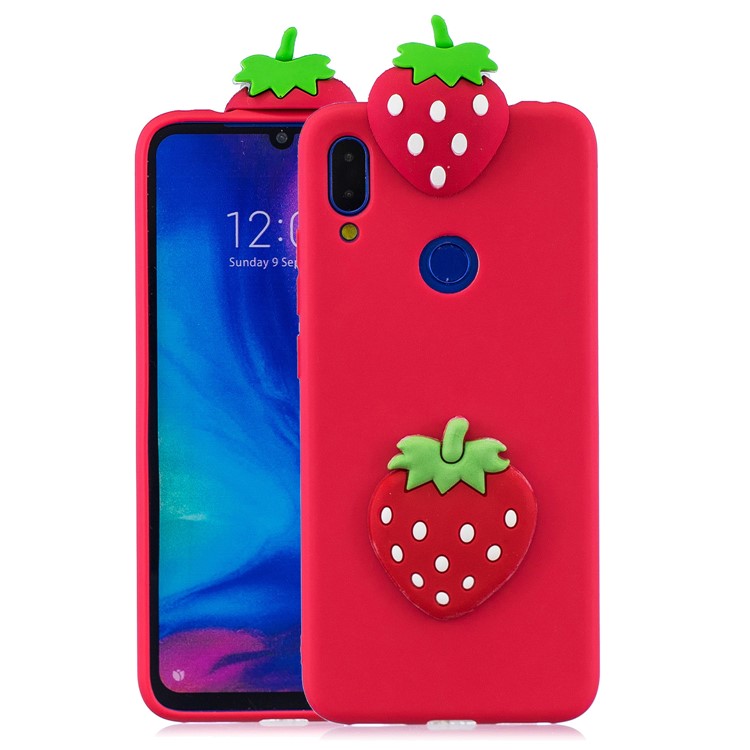 3D Caso Protetor TPU Gel Padrão Para Xiaomi Redmi 7 - Morango-1