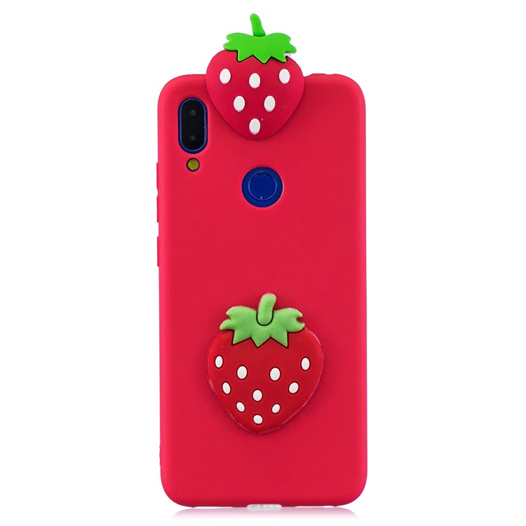 3D Caso Protetor TPU Gel Padrão Para Xiaomi Redmi 7 - Morango-2