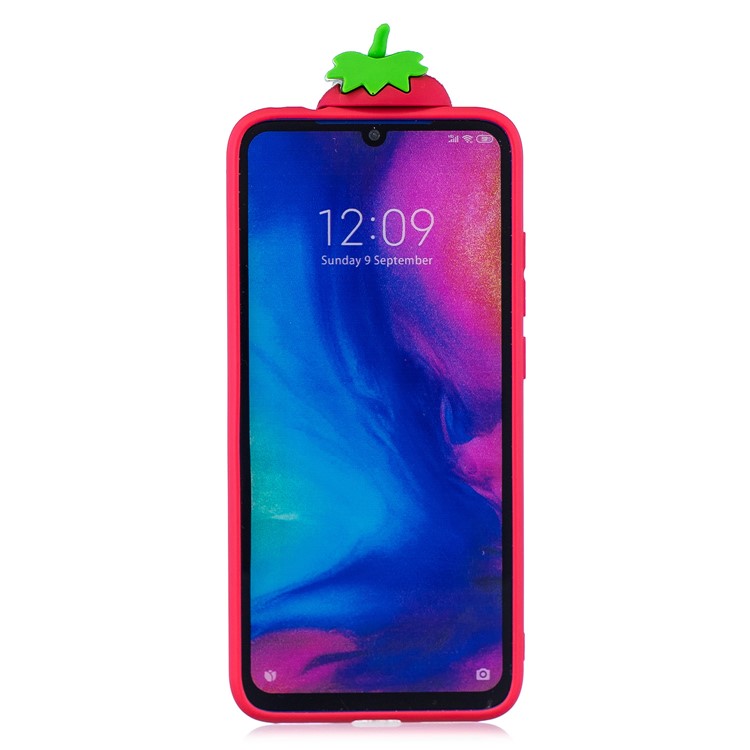 3D Caso Protetor TPU Gel Padrão Para Xiaomi Redmi 7 - Morango-3