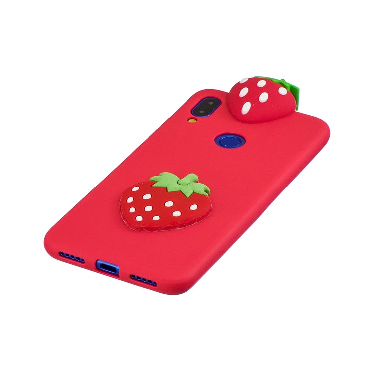 3D Caso Protetor TPU Gel Padrão Para Xiaomi Redmi 7 - Morango-4