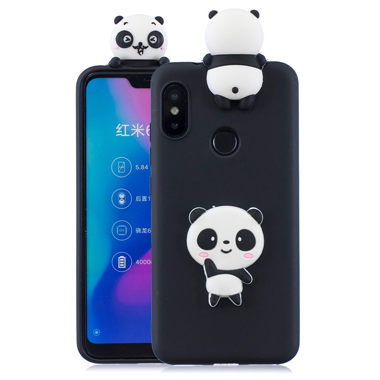3D Pattern TPU Gel Protective Case for Xiaomi Redmi Note 6 Pro/Mi A2 Lite - Black/Panda-1