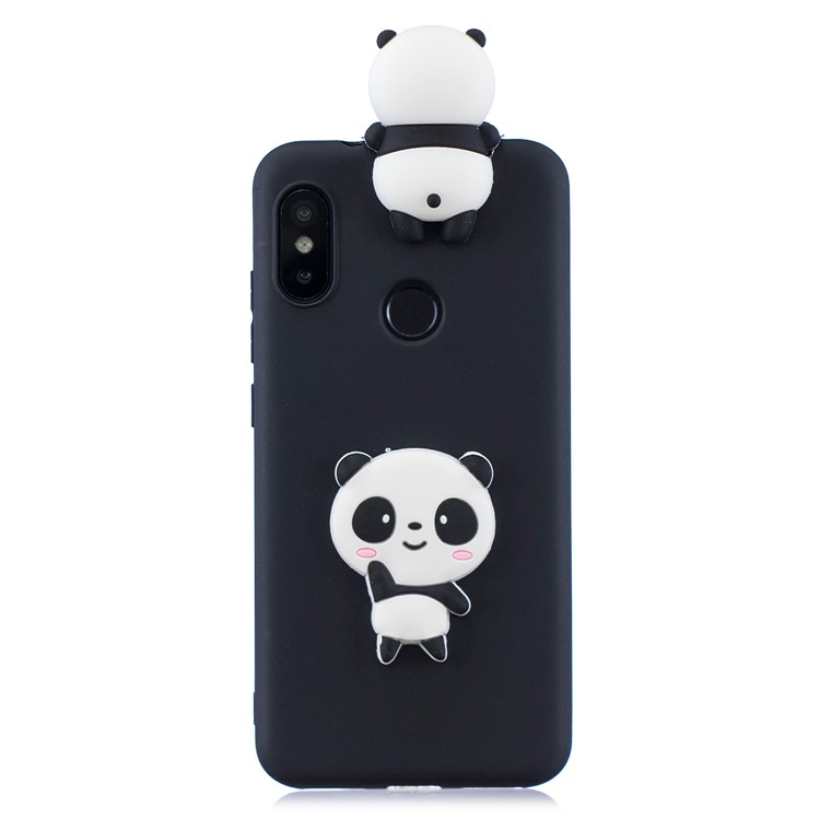 3D Pattern TPU Gel Protective Case for Xiaomi Redmi Note 6 Pro/Mi A2 Lite - Black/Panda-2