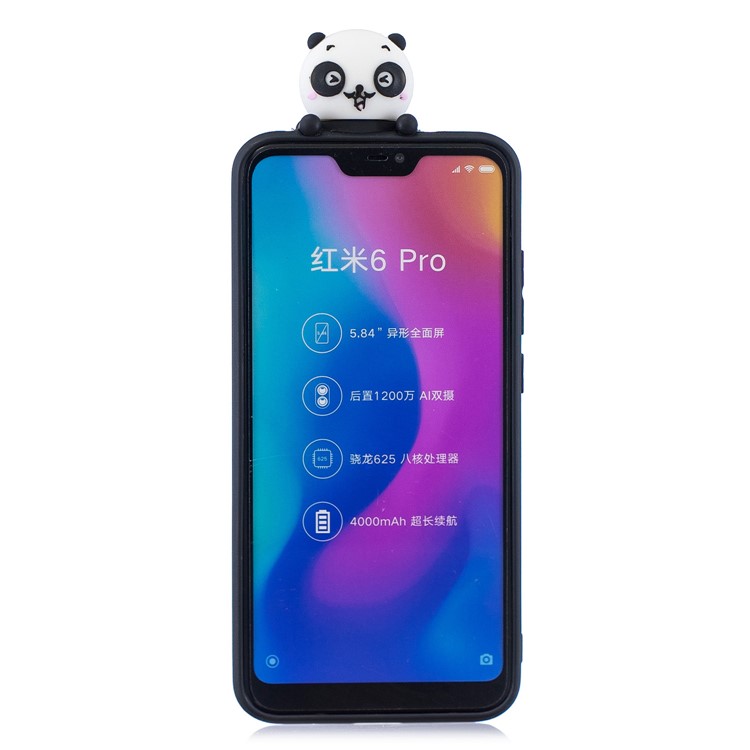 3D Pattern TPU Gel Protective Case for Xiaomi Redmi Note 6 Pro/Mi A2 Lite - Black/Panda-3