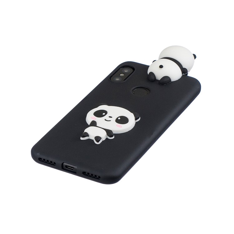 3D Pattern TPU Gel Protective Case for Xiaomi Redmi Note 6 Pro/Mi A2 Lite - Black/Panda-4