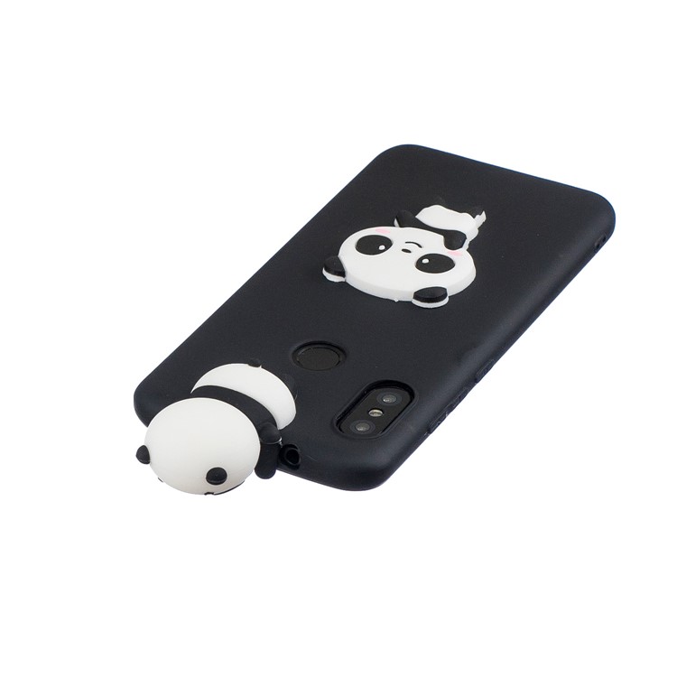 3D Pattern TPU Gel Protective Case for Xiaomi Redmi Note 6 Pro/Mi A2 Lite - Black/Panda-5