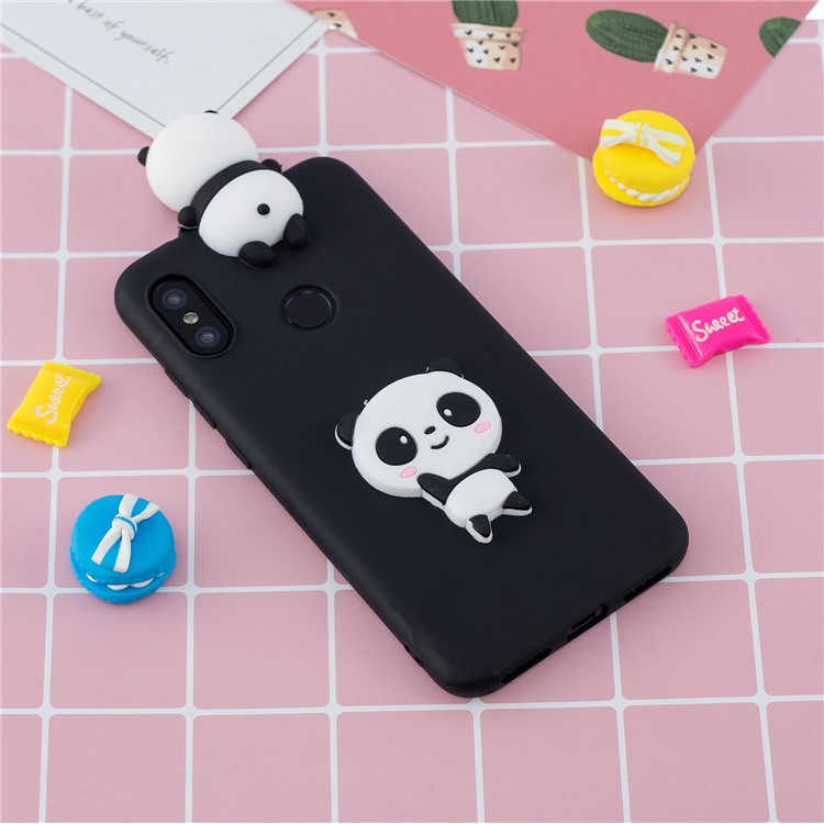 3D Pattern TPU Gel Protective Case for Xiaomi Redmi Note 6 Pro/Mi A2 Lite - Black/Panda-6