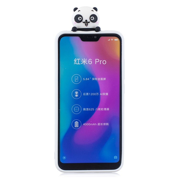 3D Pattern TPU Gel Protective Case for Xiaomi Redmi Note 6 Pro/Mi A2 Lite - White/Panda-3