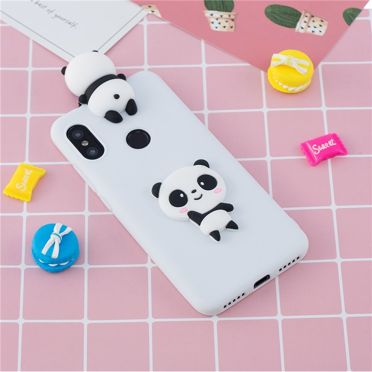 3D Pattern TPU Gel Protective Case for Xiaomi Redmi Note 6 Pro/Mi A2 Lite - White/Panda-6