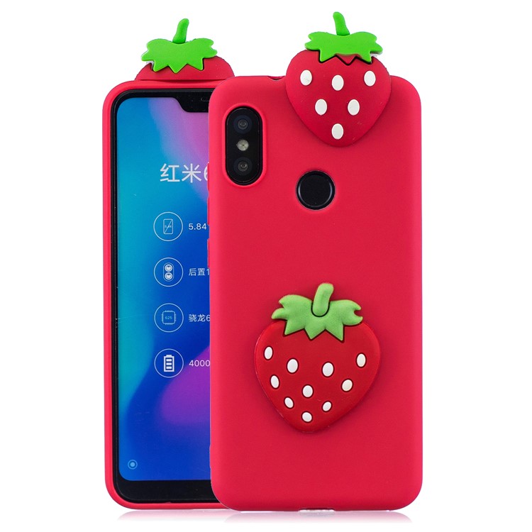 3D Pattern TPU Gel Protective Case for Xiaomi Redmi Note 6 Pro/Mi A2 Lite - Strawberry-1
