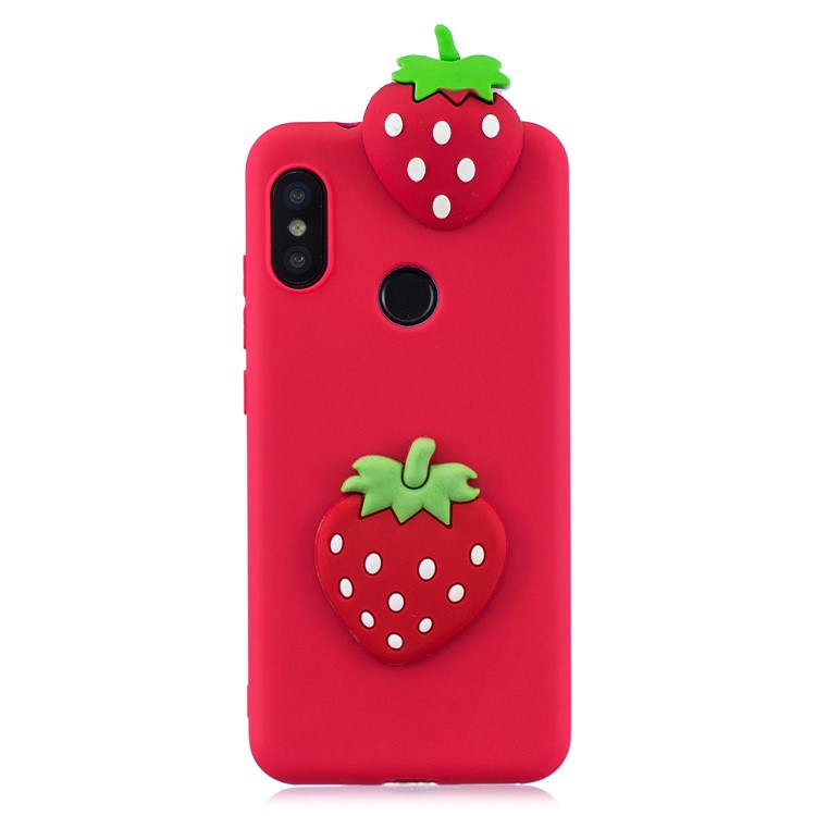 3D Pattern TPU Gel Protective Case for Xiaomi Redmi Note 6 Pro/Mi A2 Lite - Strawberry-2