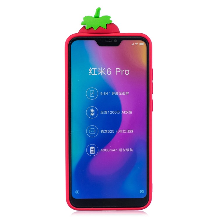 3D Pattern TPU Gel Protective Case for Xiaomi Redmi Note 6 Pro/Mi A2 Lite - Strawberry-3