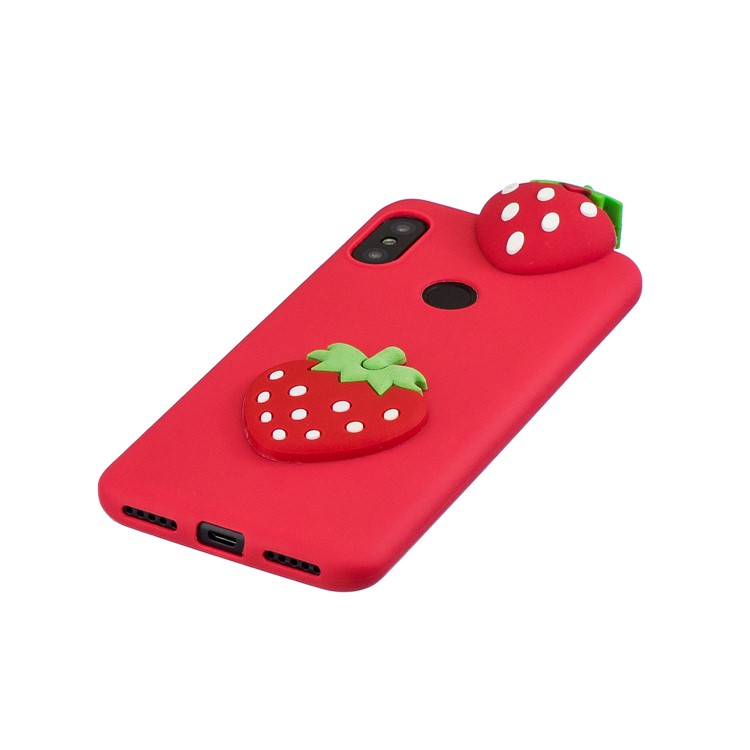 3D Pattern TPU Gel Protective Case for Xiaomi Redmi Note 6 Pro/Mi A2 Lite - Strawberry-4