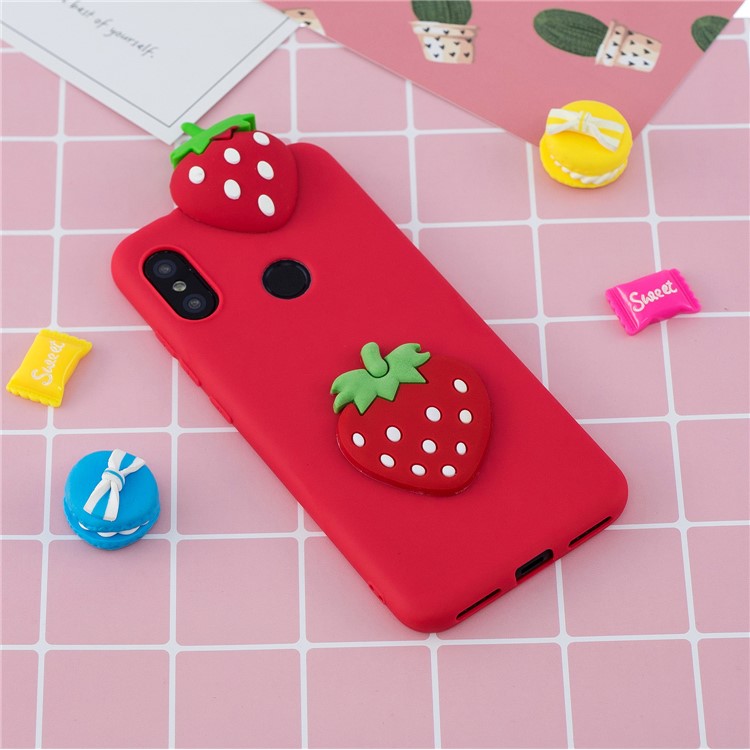 3D Pattern TPU Gel Protective Case for Xiaomi Redmi Note 6 Pro/Mi A2 Lite - Strawberry-6