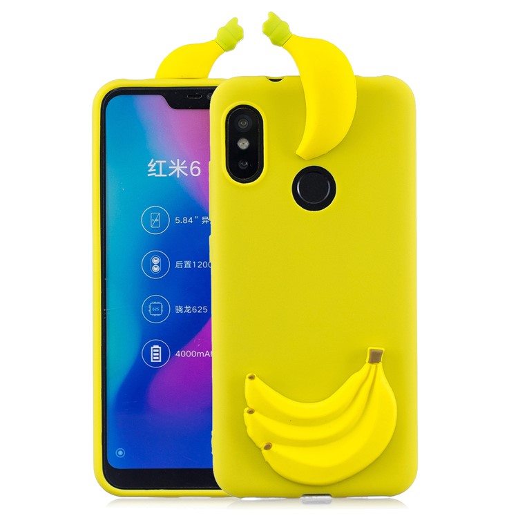 3D Pattern TPU Gel Protective Case for Xiaomi Redmi Note 6 Pro/Mi A2 Lite - Banana-1