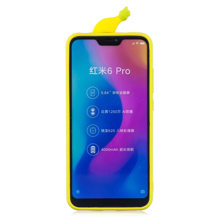 3D Pattern TPU Gel Protective Case for Xiaomi Redmi Note 6 Pro/Mi A2 Lite - Banana-3