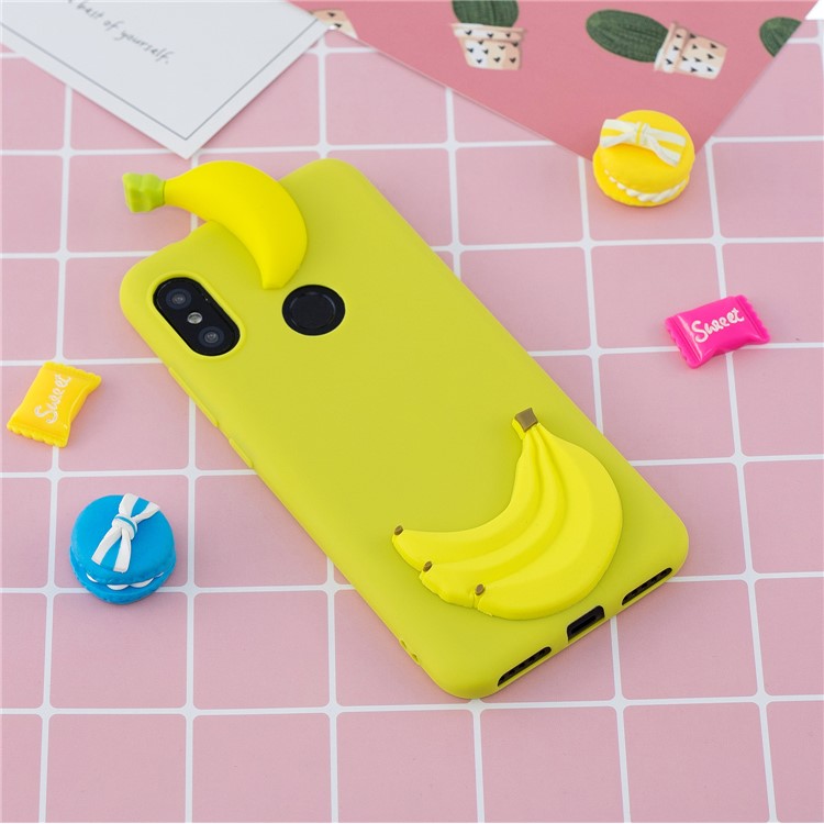 3D Pattern TPU Gel Protective Case for Xiaomi Redmi Note 6 Pro/Mi A2 Lite - Banana-6