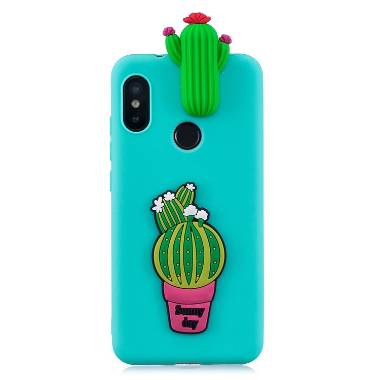 3D Pattern TPU Gel Protective Case for Xiaomi Redmi Note 6 Pro/Mi A2 Lite - Cactus-2