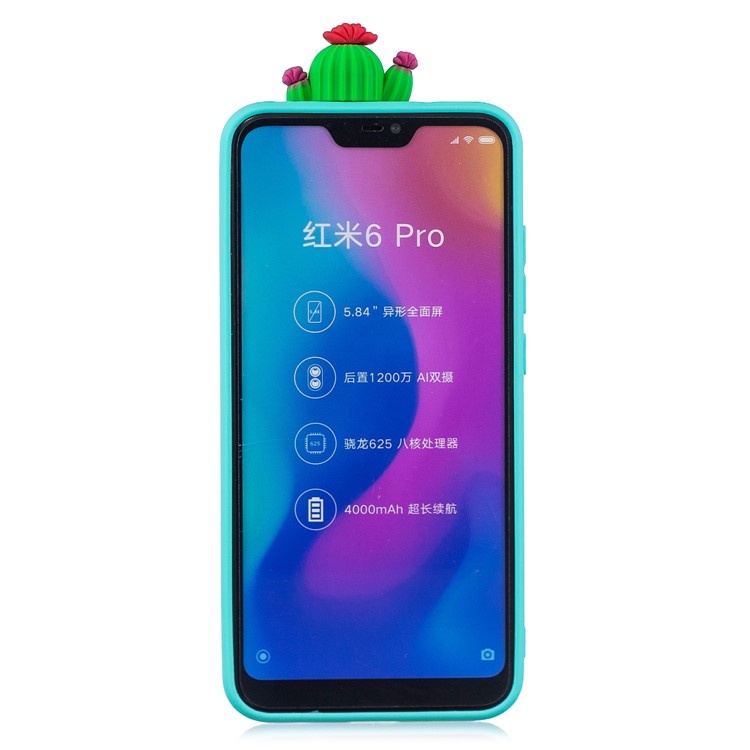 3D Pattern TPU Gel Protective Case for Xiaomi Redmi Note 6 Pro/Mi A2 Lite - Cactus-3
