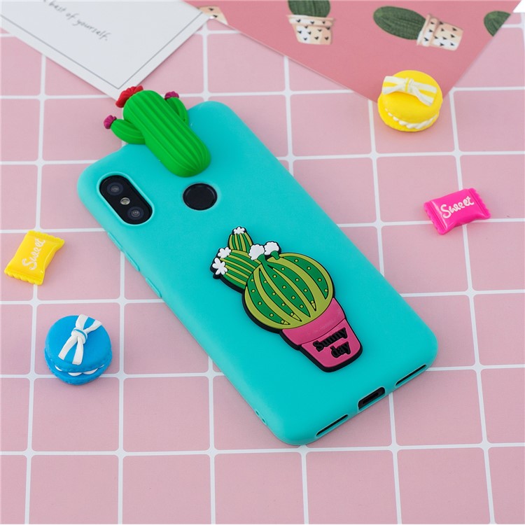3D Pattern TPU Gel Protective Case for Xiaomi Redmi Note 6 Pro/Mi A2 Lite - Cactus-6